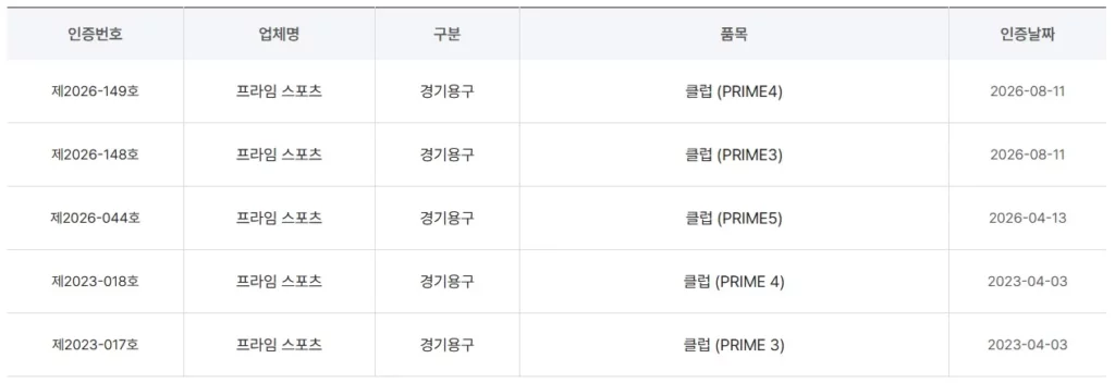 공인 인증 파크골프채 예시